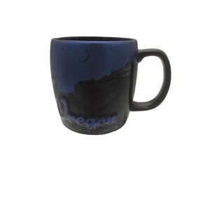 Heavy Big Mug Beautiful Blue & Black Oregon Night Sky Silhouette American Ware